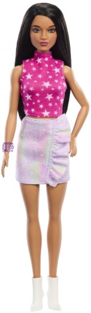 Barbie® Modelka 215 Rock: Sukně a růžový top s hvězdami, Mattel HRH13