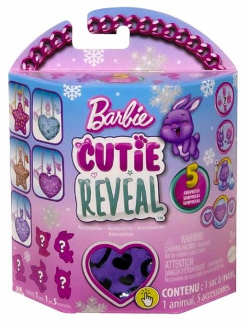 Mattel Barbie® Cutie Reveal™ Plyšová kabelka fialové srdce HKR37