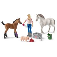 Schleich 42486 Návštěva veterinářky u klisny a hříběte
