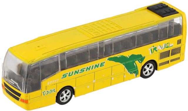Autobus kovový se světlem a zvukem 16 cm žlutý