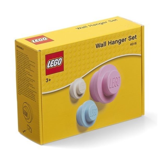 LEGO® Věšák na zeď, 3 ks - bílá, světle modrá, růžová