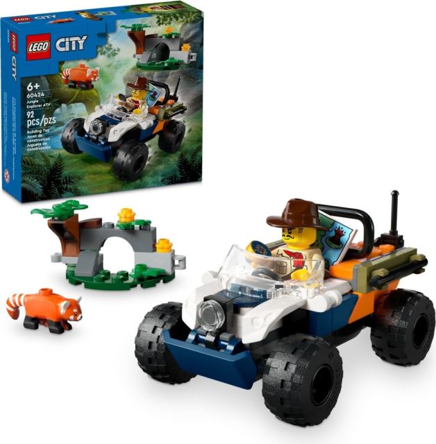 LEGO® CITY 60424 Čtyřkolka na průzkum džungle – mise panda červená