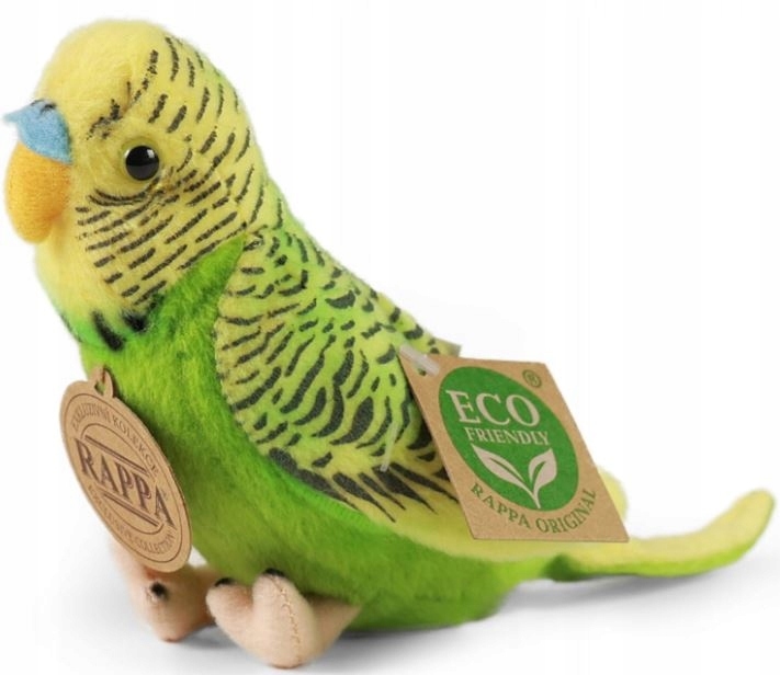 Eco-friendly plyšová andulka zelená se zvukem 13 cm