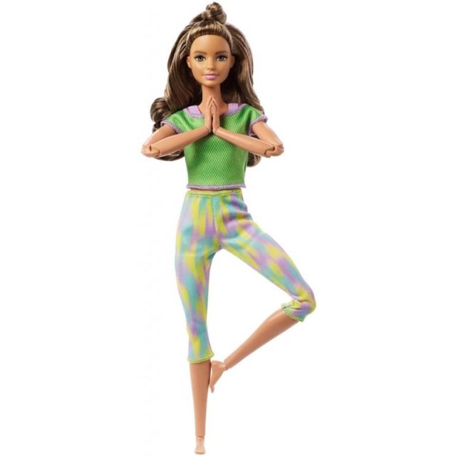 Barbie Panenka V pohybu, brunetka v žíhaných legínách, Mattel GXF05