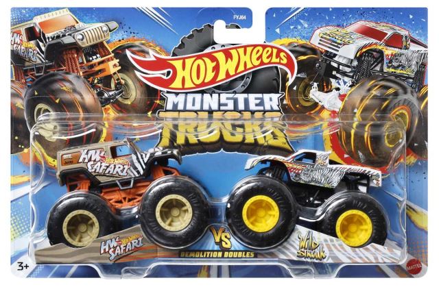 Mattel Hot Wheels Monster Trucks Demolačné duo HW Safari vs. Wild Streak, HNX26