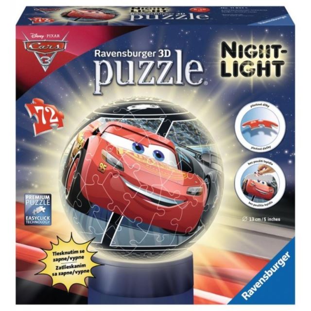 PuzzleBall Disney Cars 3 72d. se světlem, Ravensburger