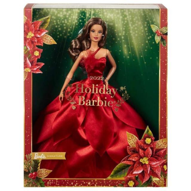Mattel Barbie® Vianočná bábika čiernovláska, HBY05