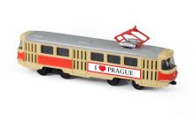 Kovová česká retro električka 16 cm PRAGUE