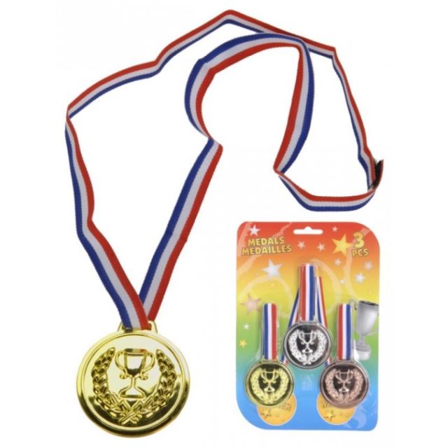Medaile 3ks, zlatá, stříbrná, bronzová