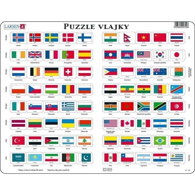 Larsen Puzzle Vlajky světa deskové 80 dílků