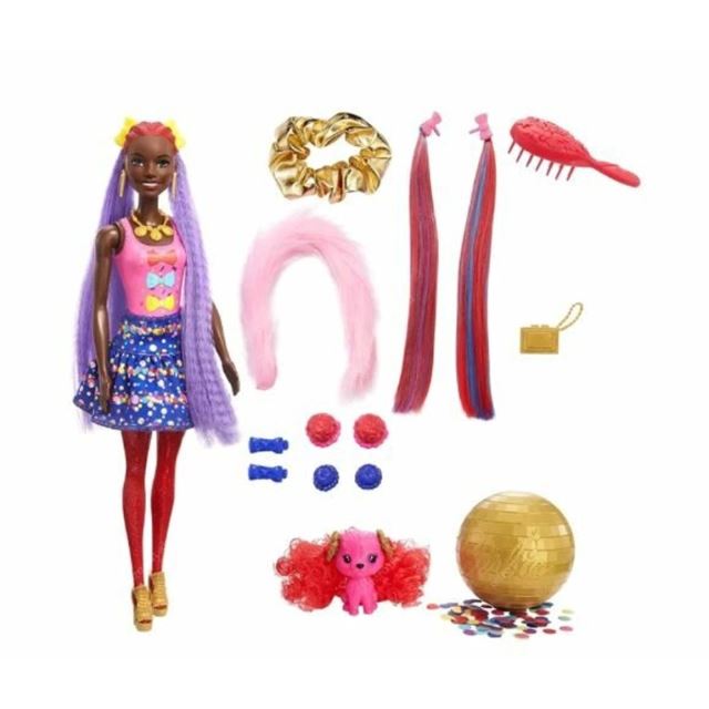 Barbie COLOR REVEAL Glitter! Vlasová stylizace fialová, Mattel HBG40
