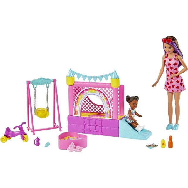 Mattel Barbie® Skipper™ pestúnka so skákacím hradom, HHB67