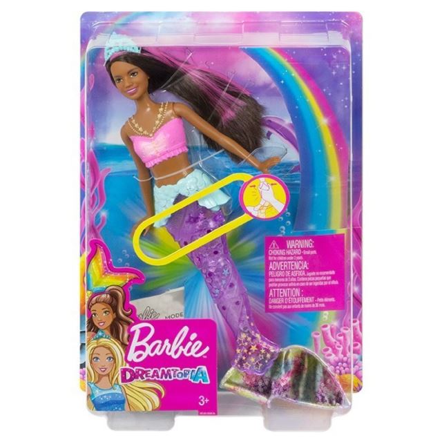 Barbie Svítící mořská panna s pohyblivým ocasem černoška, Mattel GFL83