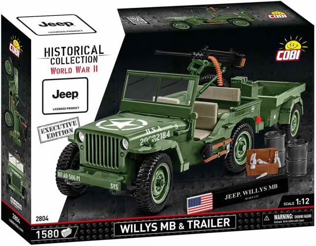 Cobi 2804 Willys MB s přívěsem 1:12, 1580 k EXECUTIVE EDITION