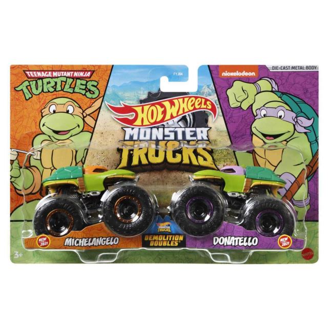 Hot Wheels® Monster Trucks Demoliční duo Michelangelo vs. Donatello, Mattel GTJ53