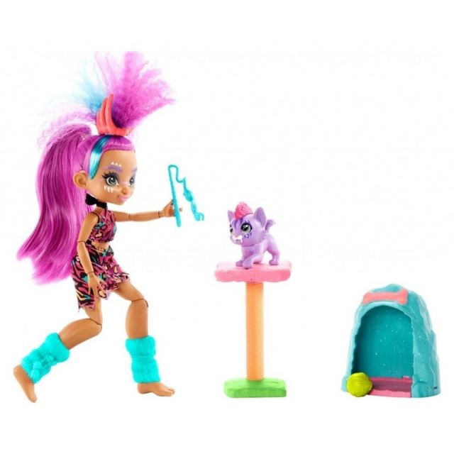 Mattel CAVE CLUB Příběh z jeskyně, ROARALAI a divoká kočka