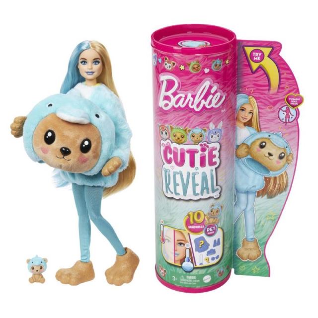 Mattel Barbie® Cutie Reveal™ Barbie Medveď v modrom kostýme delfína, HRK25