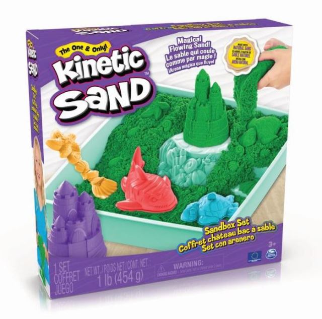 Spin Master Kinetic Sand Krabica tekutého piesku s podložkou ZELENÁ