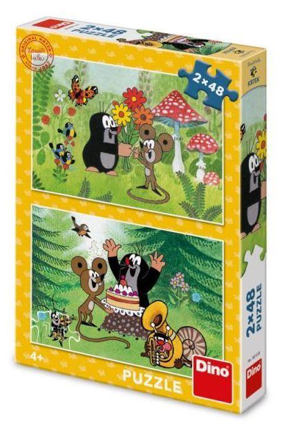 Dino Puzzle Krtko a oslava 2x48d.