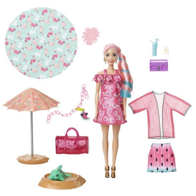 Mattel Barbie COLOR REVEAL Bábika pena plná zábavy melón, GTN19