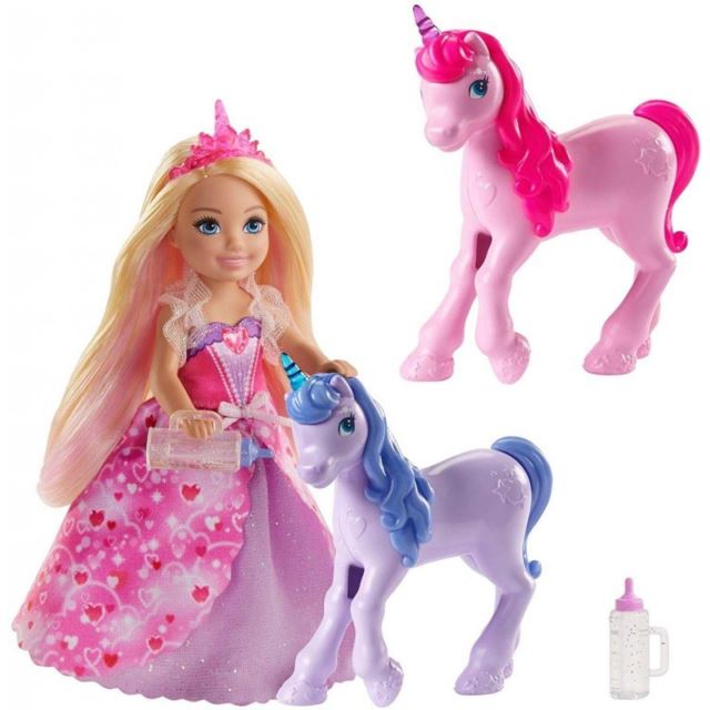 Mattel Barbie Princezna Chelsea a hříbátka jednorožce, GJK17