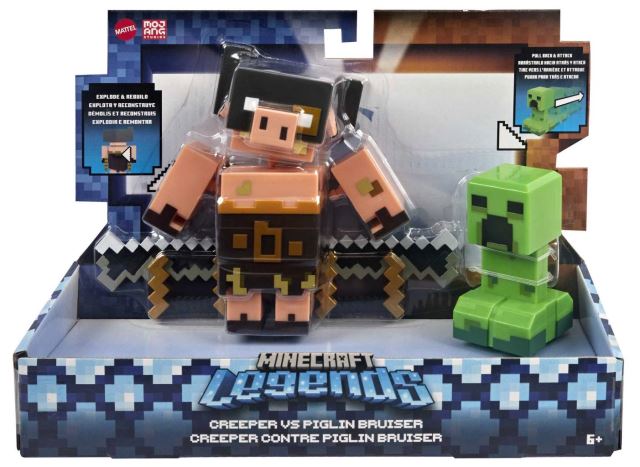 Mattel Minecraft Legends Creeper vs Piglin Bruiser