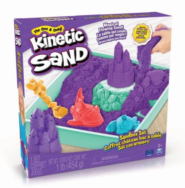 Spin Master Kinetic Sand Krabice tekutého písku s podložkou FIALOVÁ