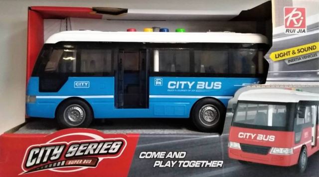 Autobus s efektmi 25 cm modrý