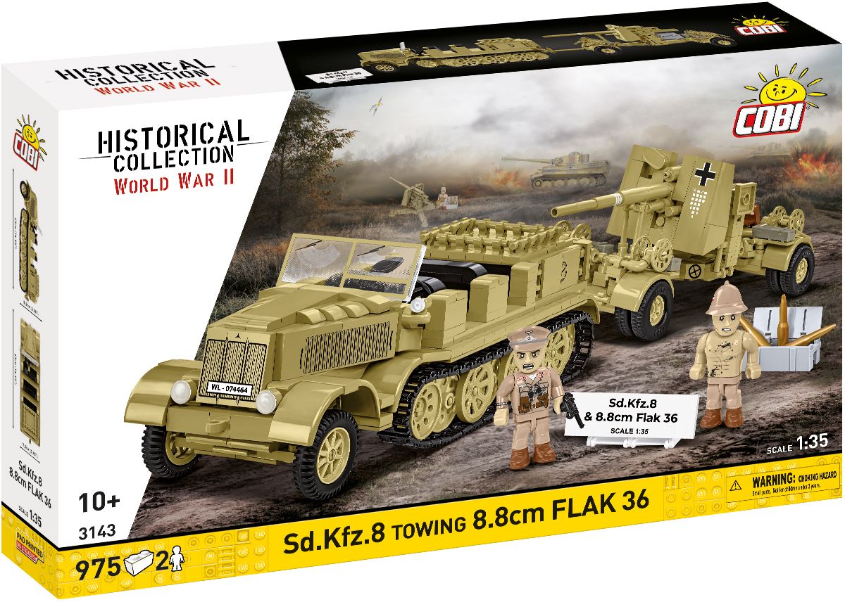 Levně Cobi 3143 ii ww sd. kfz. 8 táhnoucí 8,8 cm flak 36, 1:35, 975 k, 2 f