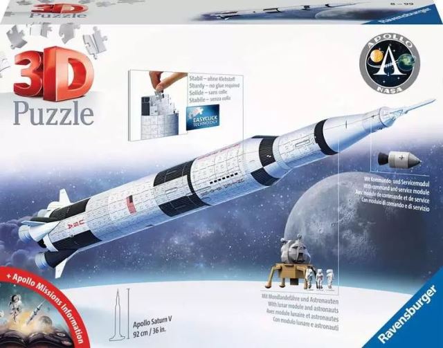 Ravensburger 11545  Puzzle 3D Vesmírná raketa Saturn V 504 dílků