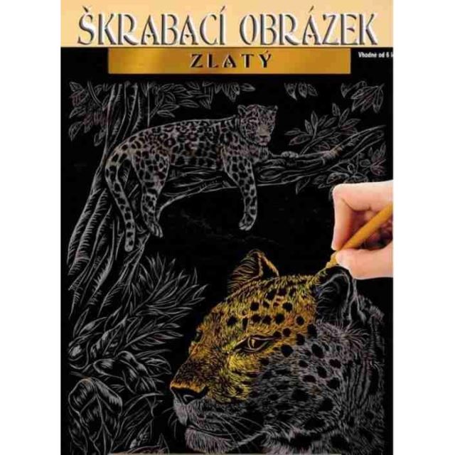 Škrábací obrázek gold Levhart