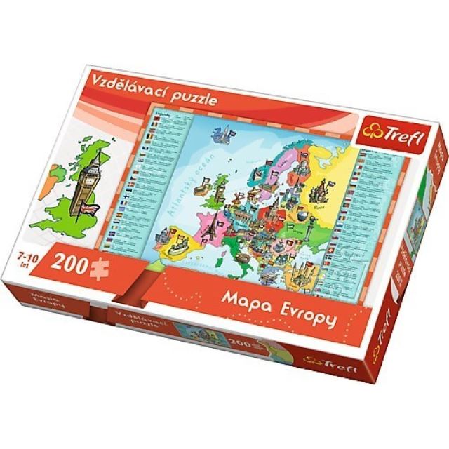 Vzdělávací puzzle Mapa Evropy 200d., Trefl