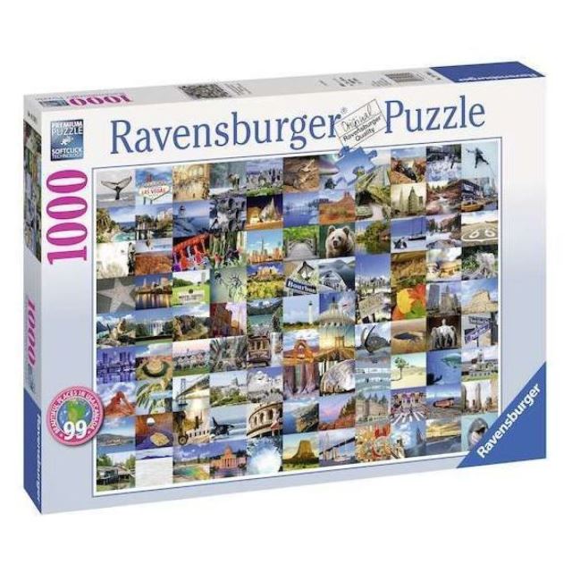 Ravensburger 19709 Puzzle 99 najkrajších miest USA/Kanada 1000 dielikov