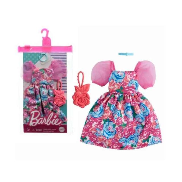 Barbie Módne príbehy Vychádzkové šaty s ružičkami, Mattel GRC00