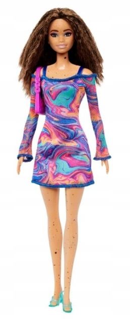 Mattel Barbie modelka 206 v dúhových marble šatách, HJT03