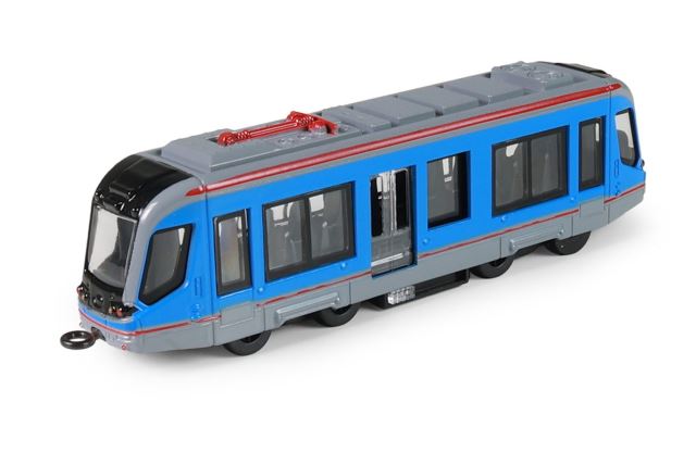 Kovová električka modrá 20 cm