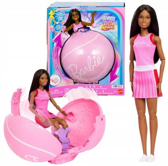Mattel Barbie® TEAM ROLL & REVEAL Rozjazd kariéry tenistka, JMY56