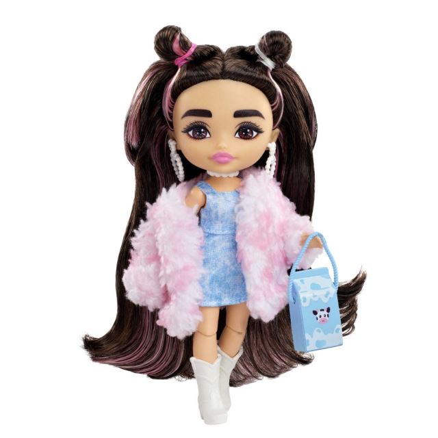 Mattel Barbie® Extra minis™ brunetka v kožíšku, HKP90